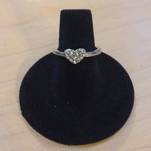 Free People Rhinestone Heart Statement Silver Ring